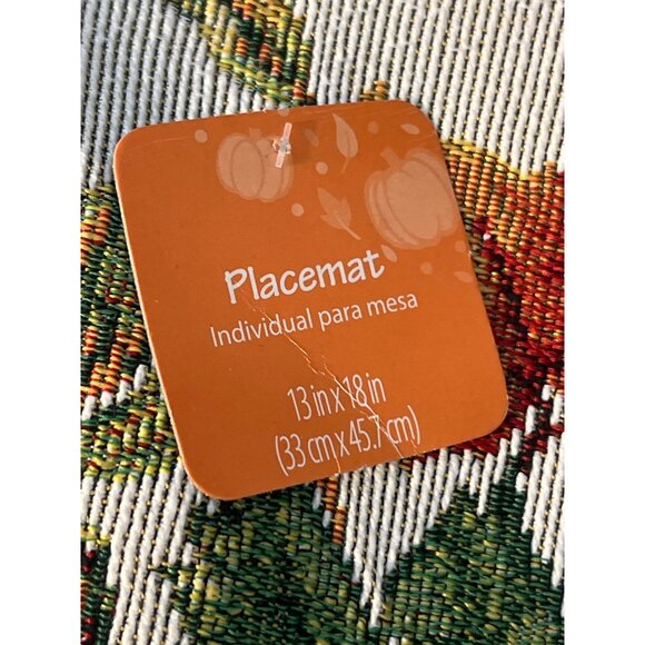 Set of 4 Fall Thanksgiving Placemats Painted Pumpkin 13" x 8" Tapestry NWT READ - Picture 7 of 7